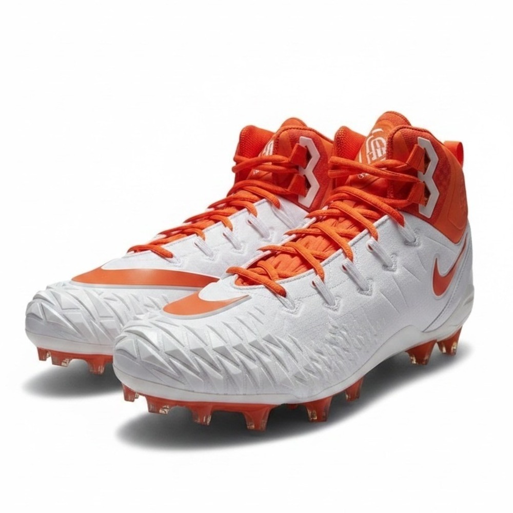 Nike Force Savage Elite 16 White Orange AJ6605-108 Football Cleats Athletic